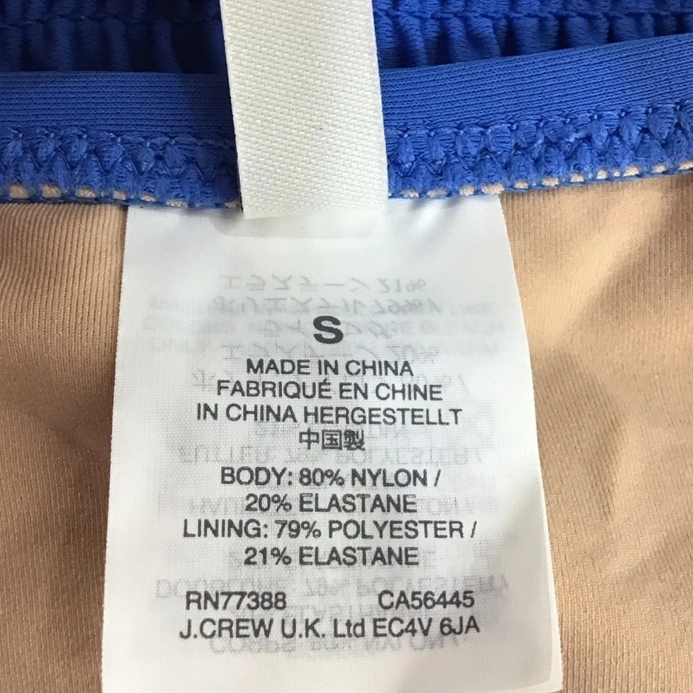 J Crew Blue Smocked One Piece Swimsuit  Size Small